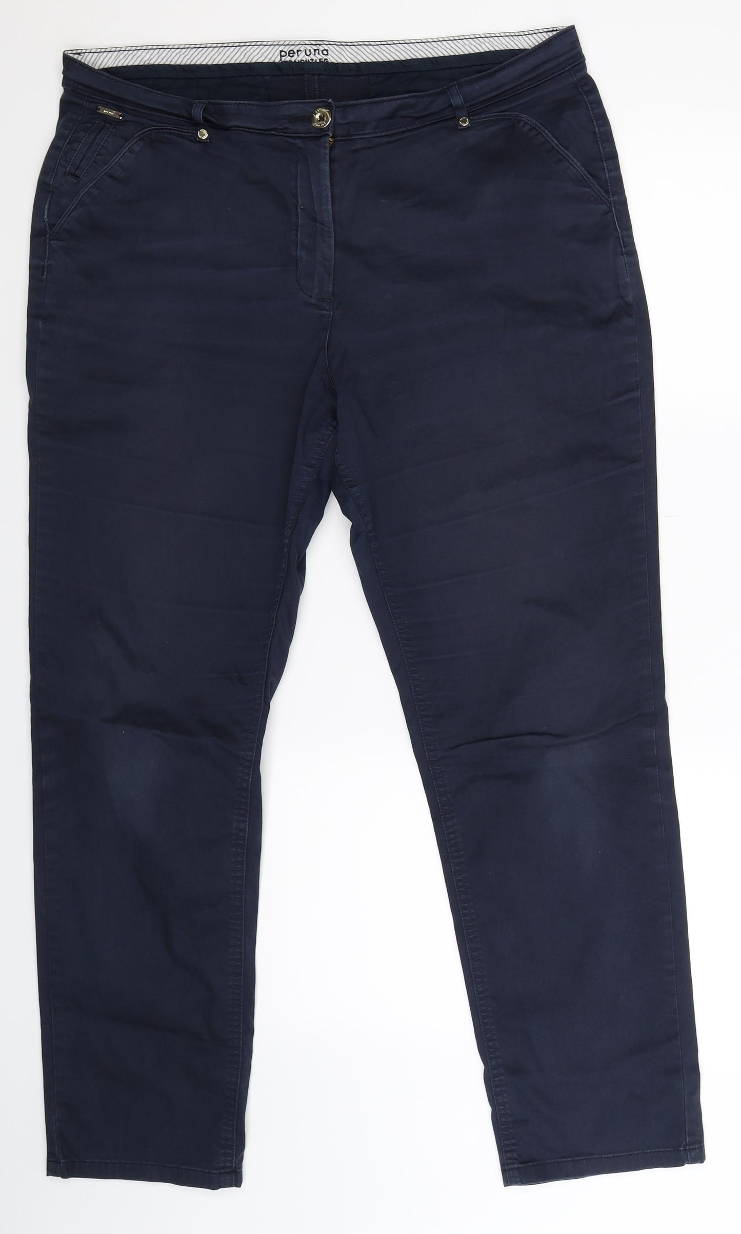 Per Una Womens Blue   Chino Trousers Size 16 L29 in