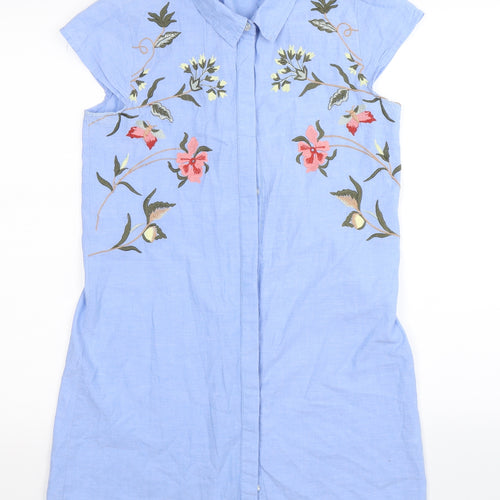 Atmopshere Womens Blue Floral  Shirt Dress  Size 12