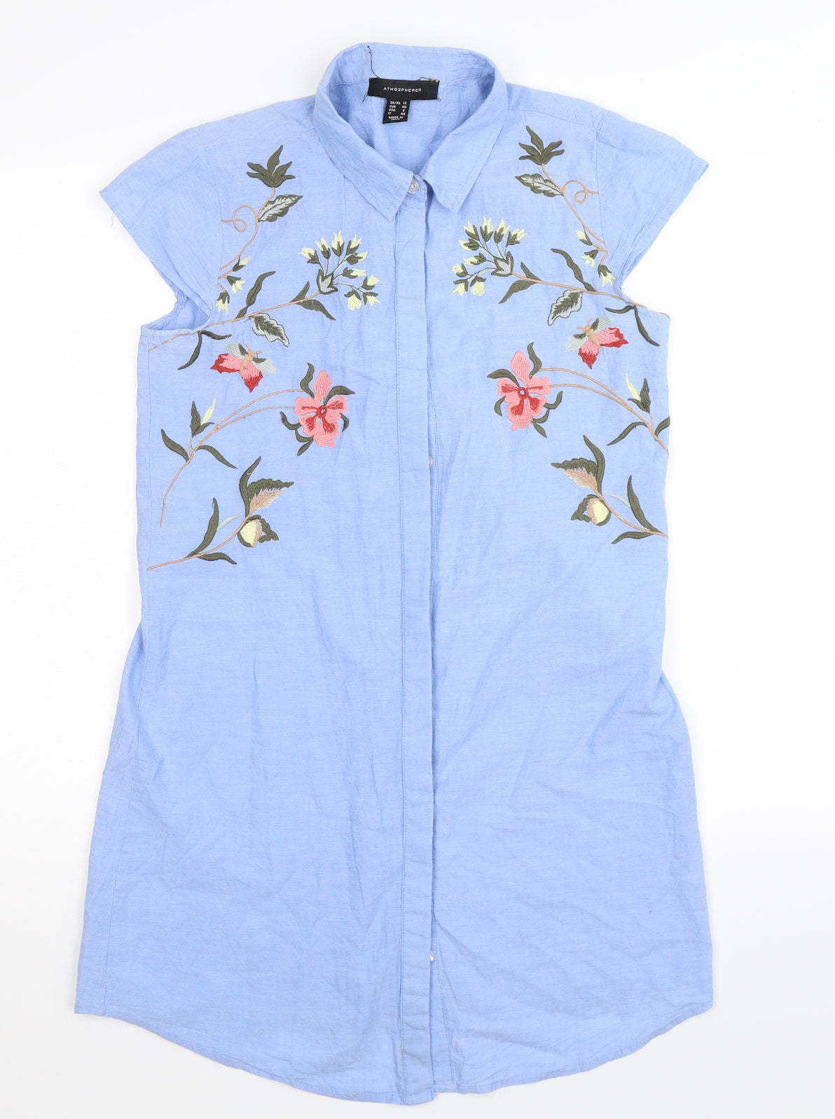 Atmopshere Womens Blue Floral  Shirt Dress  Size 12