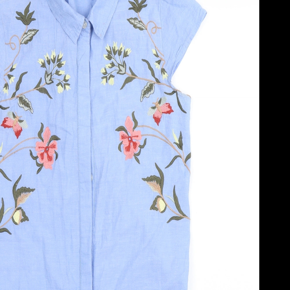 Atmopshere Womens Blue Floral  Shirt Dress  Size 12