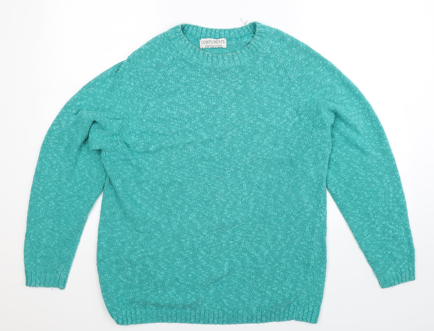 Compliments Womens Green  Knit Pullover Jumper Size 16