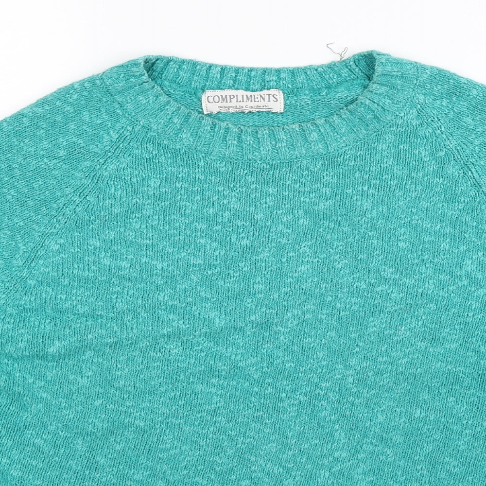 Compliments Womens Green  Knit Pullover Jumper Size 16