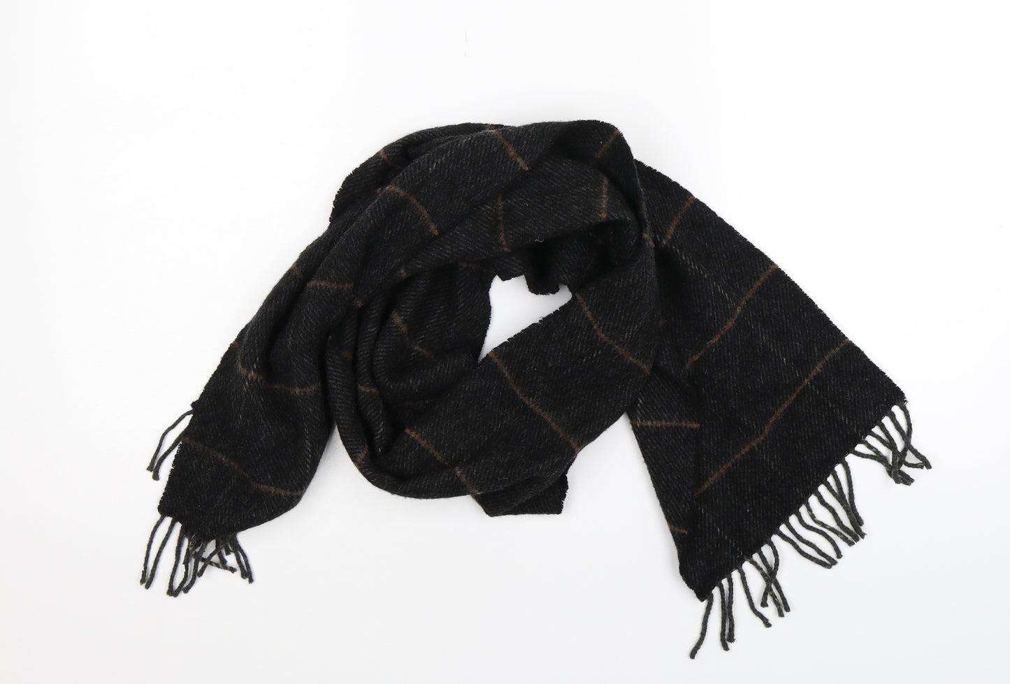 Preworn Mens Black Geometric Knit Scarf  One Size