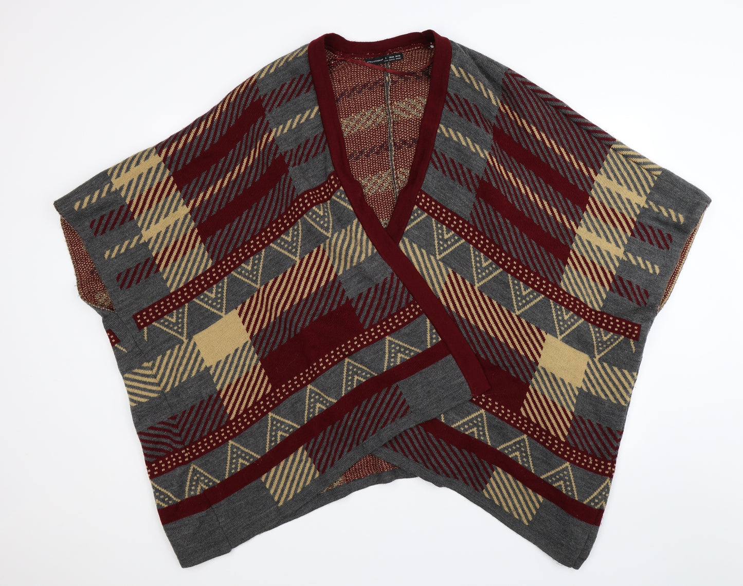 Atmosphere Womens Multicoloured Geometric Knit Cape Jumper Size S  - Oversized