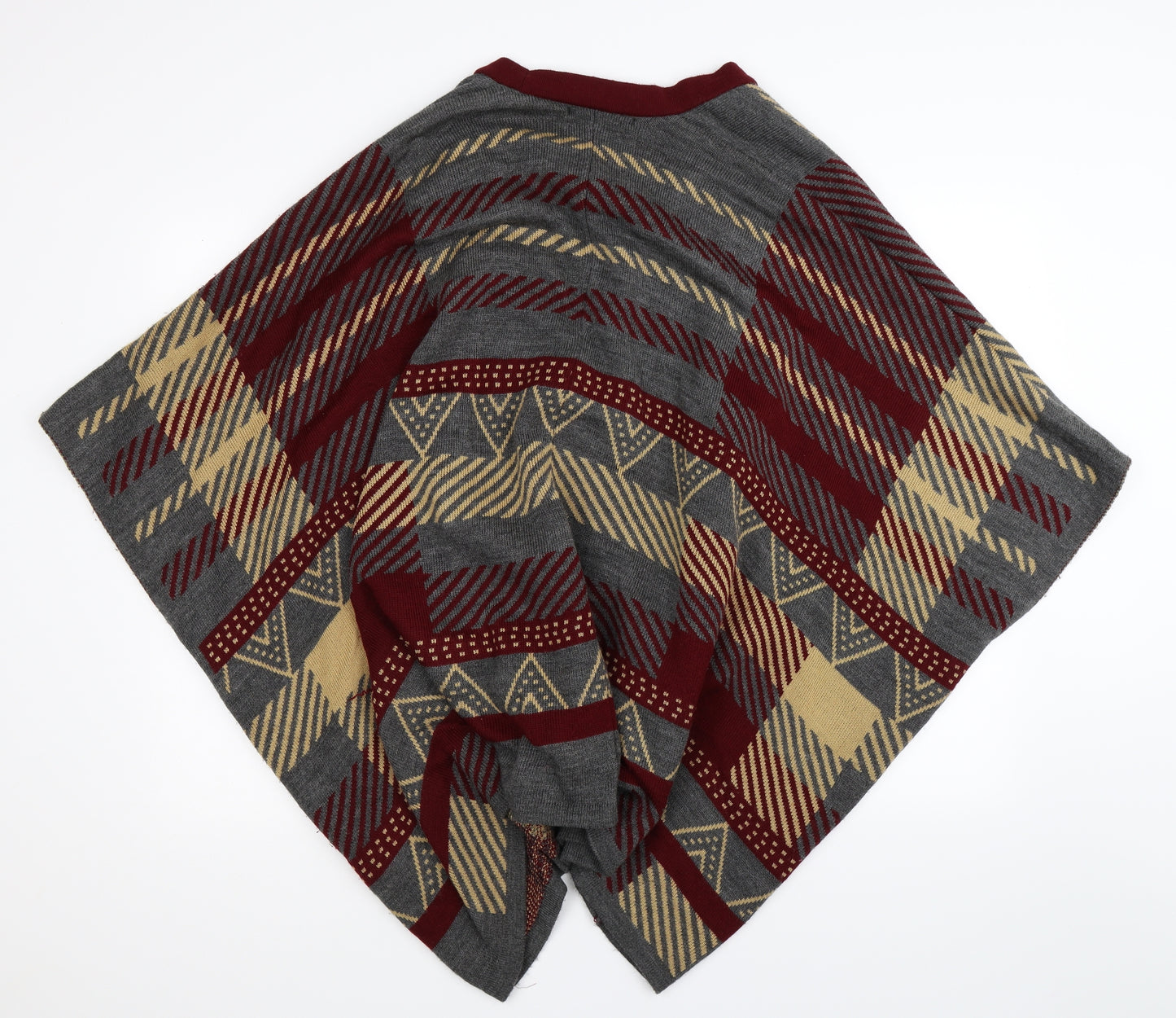 Atmosphere Womens Multicoloured Geometric Knit Cape Jumper Size S  - Oversized