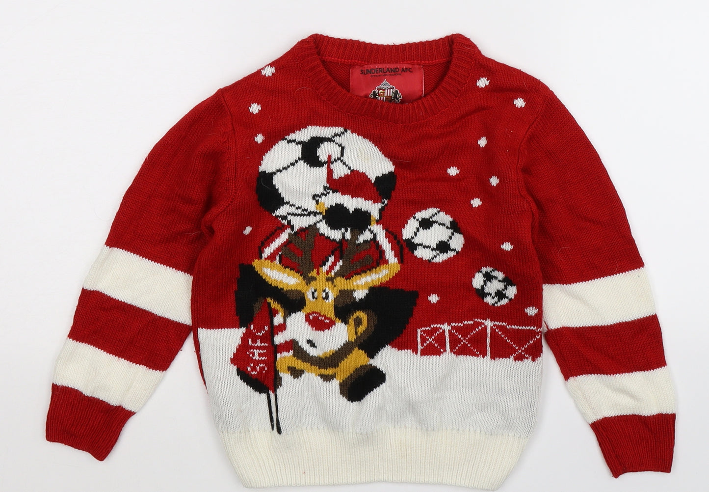 Sunderland AFC Boys Red  Knit Pullover Jumper Size 4-5 Years  - Christmas