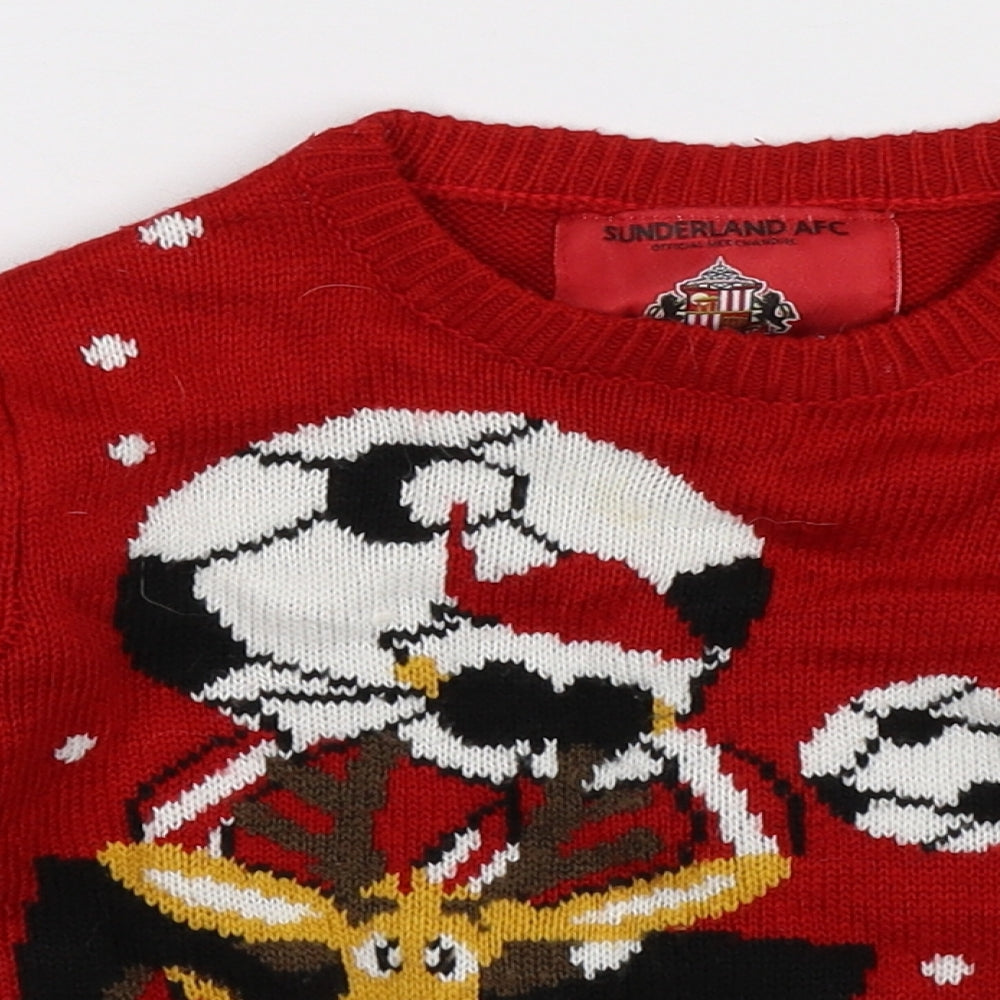 Sunderland AFC Boys Red  Knit Pullover Jumper Size 4-5 Years  - Christmas