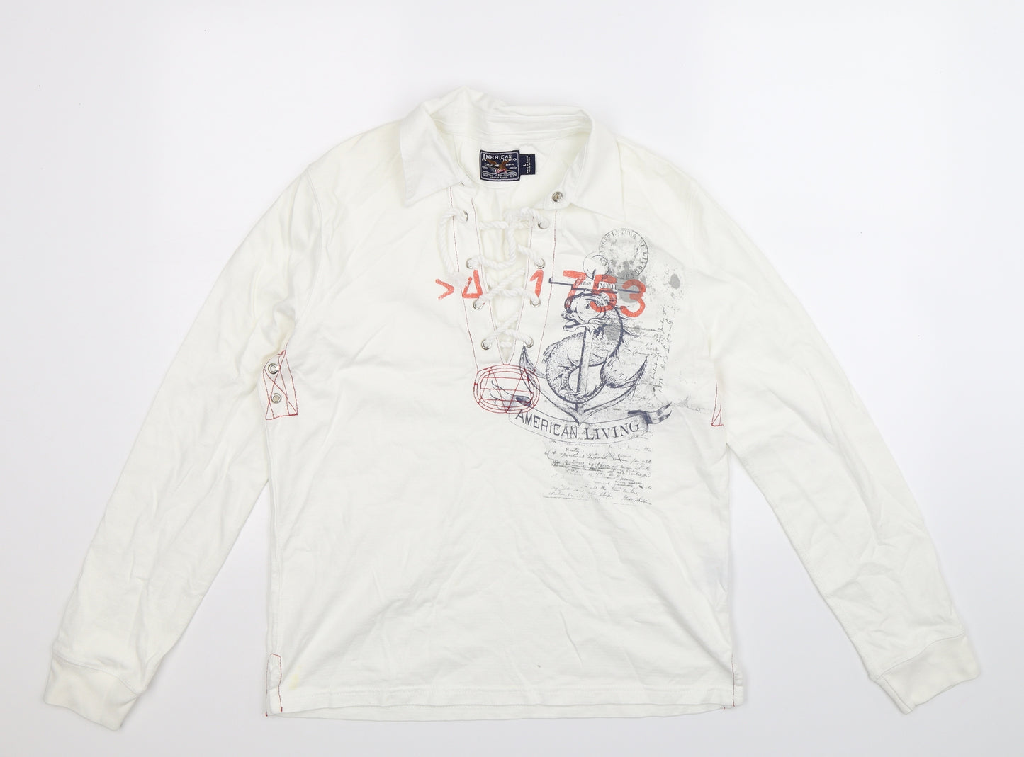 American Living Womens White   Basic Polo Size L