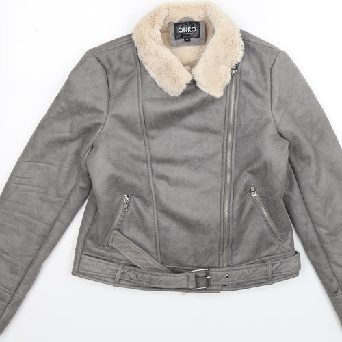 Onko Womens Grey   Jacket  Size 10  - Faux Leather