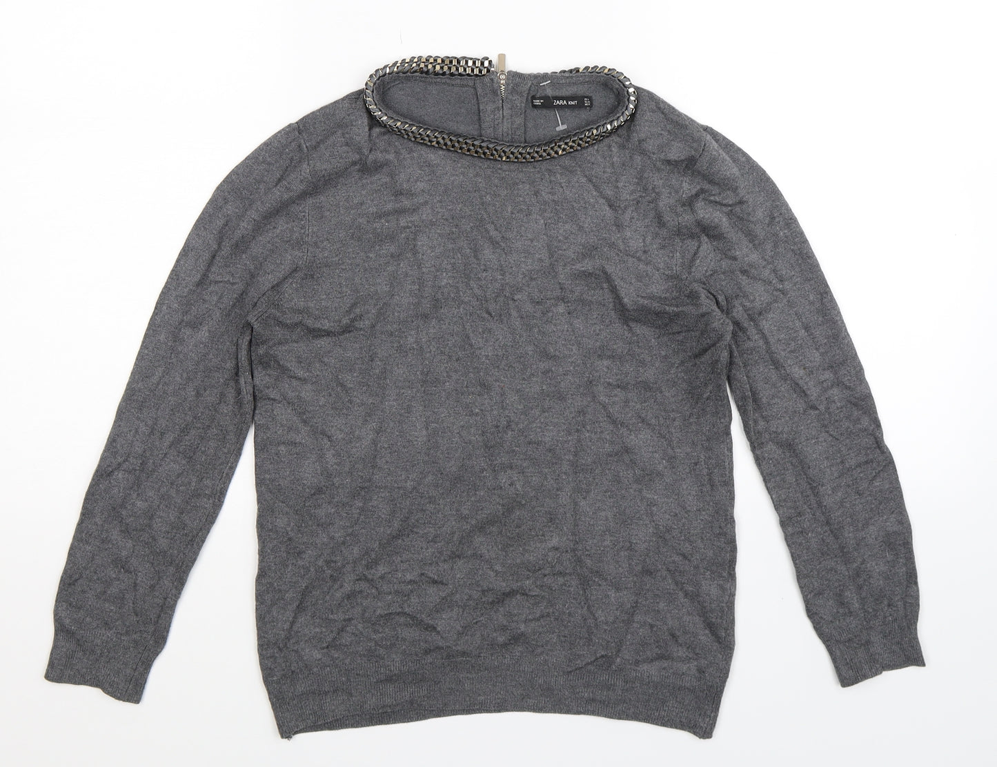 Zara Womens Grey  Knit Pullover Jumper Size M