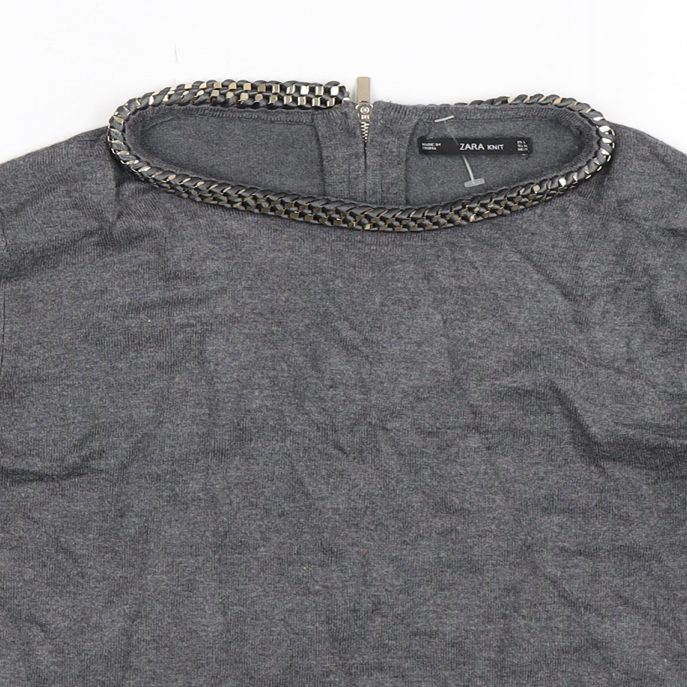 Zara Womens Grey  Knit Pullover Jumper Size M