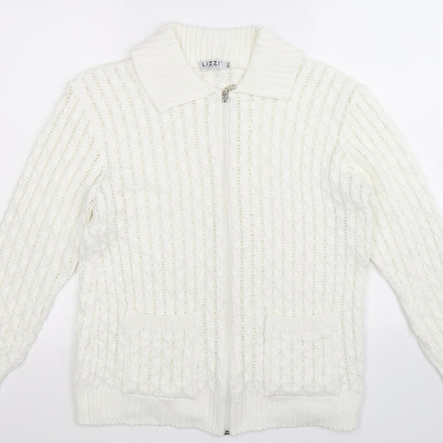 Lizzi Clarke Womens White  Knit Cardigan Jumper Size L