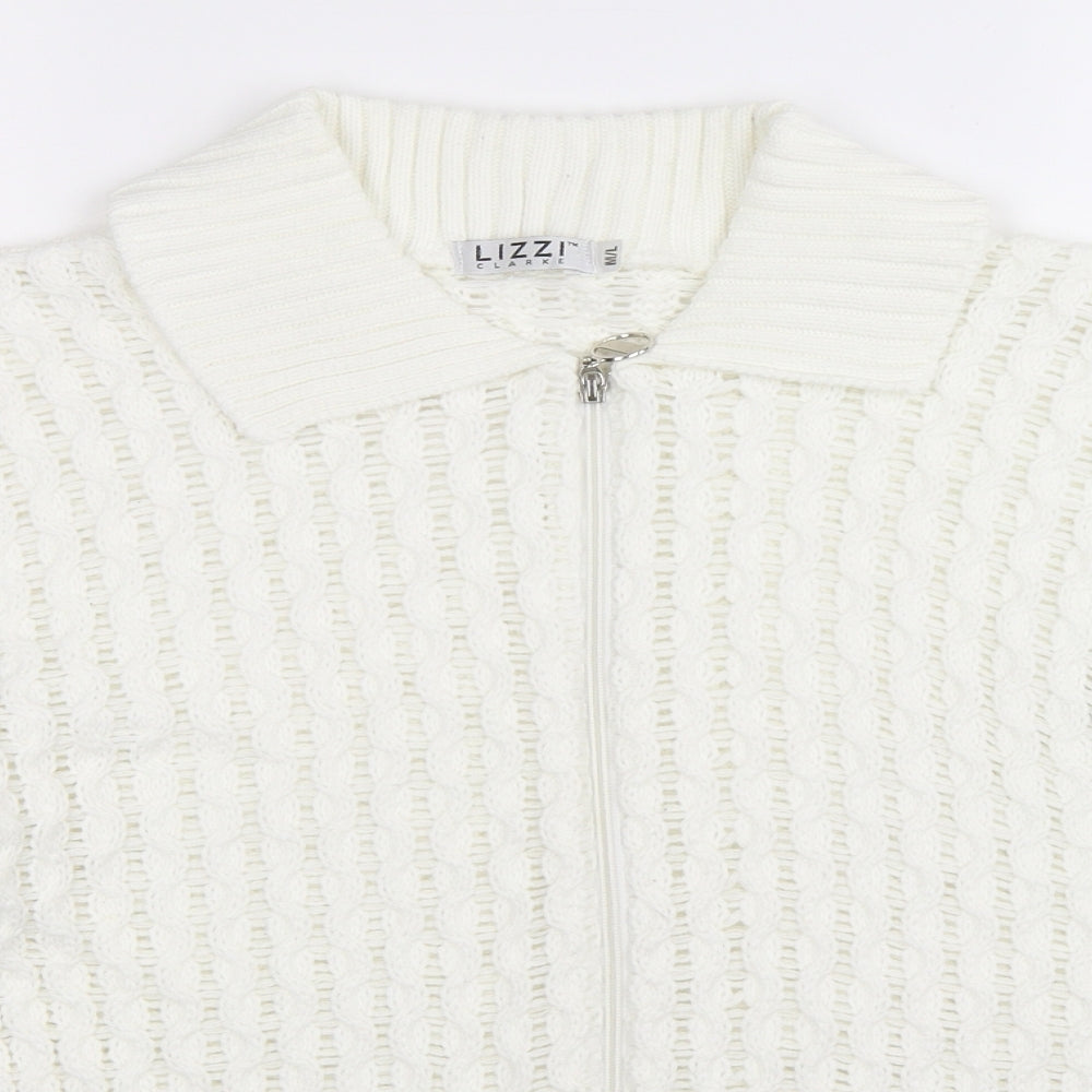 Lizzi Clarke Womens White  Knit Cardigan Jumper Size L