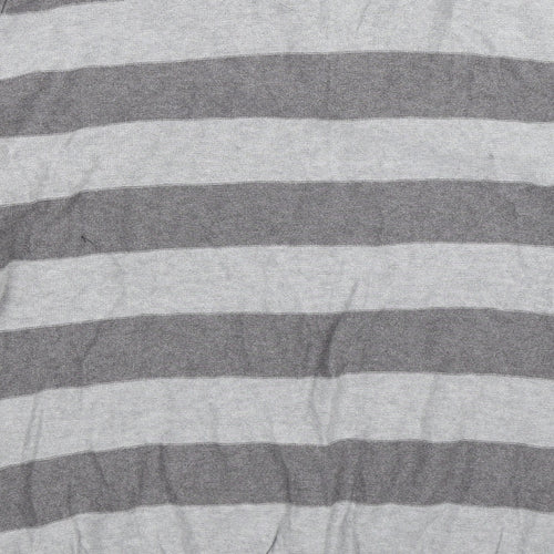 George Mens Grey Striped Knit Pullover Jumper Size XL