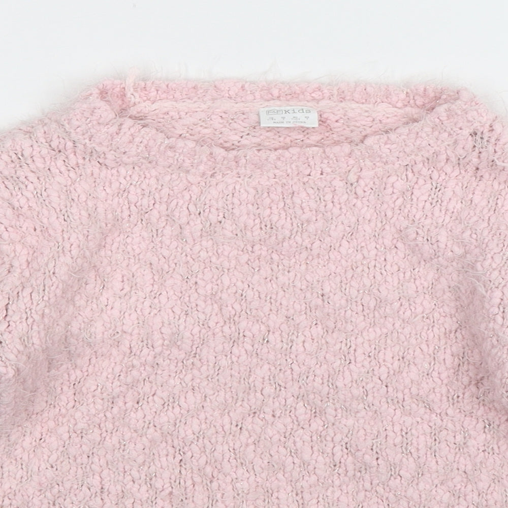 F&F Girls Pink  Knit Pullover Jumper Size 7-8 Years