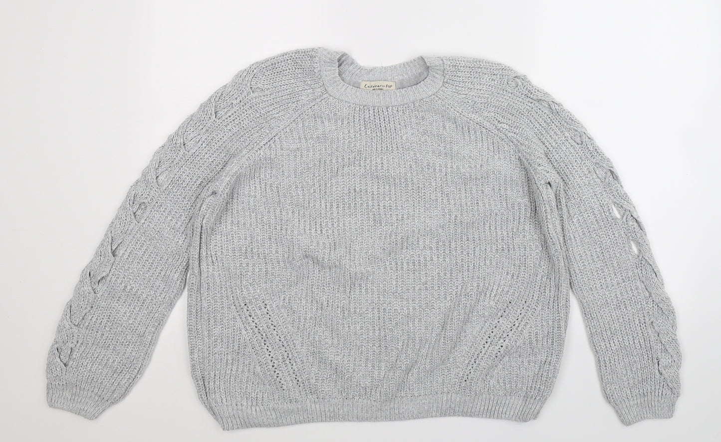 F&F Womens Grey  Knit Pullover Jumper Size 10