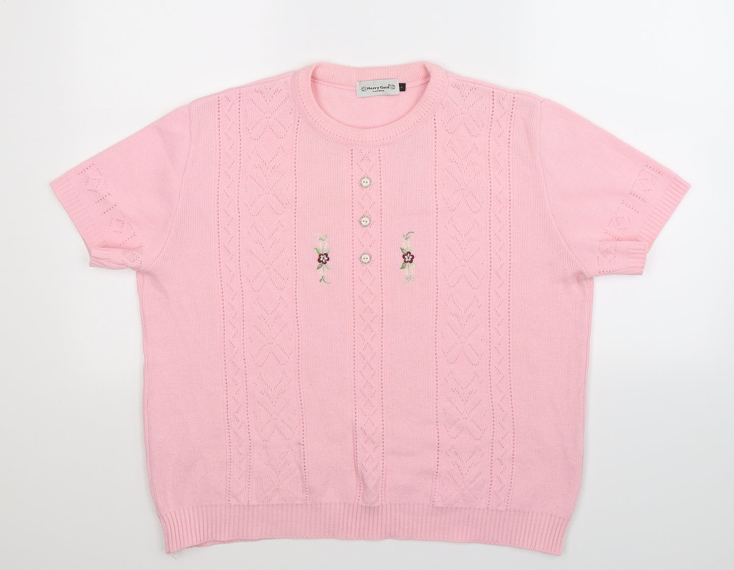 Merry Gold Womens Pink  Knit Pullover Jumper Size L
