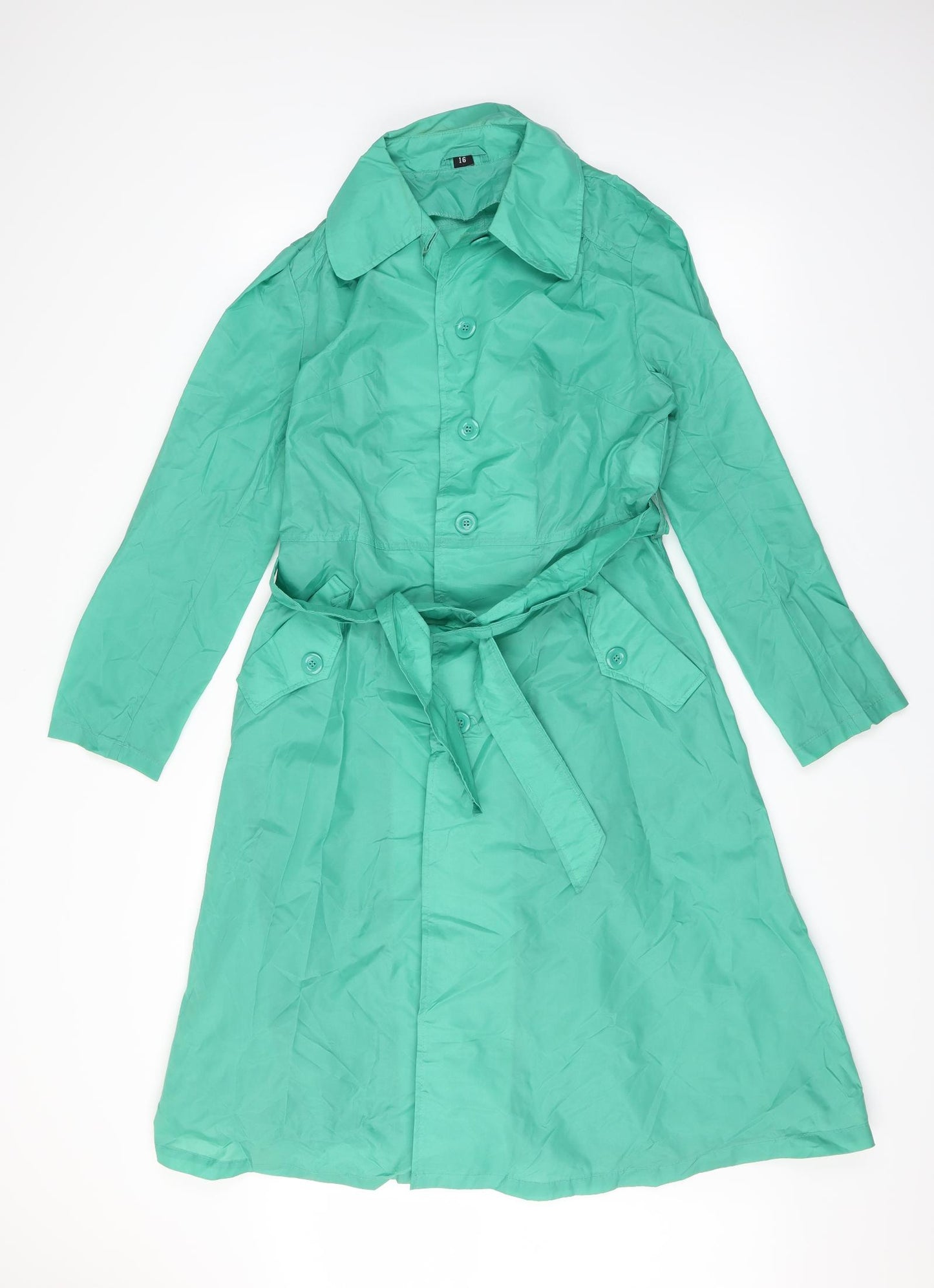 Preworn Womens Green   Overcoat Coat Size 16  - belted