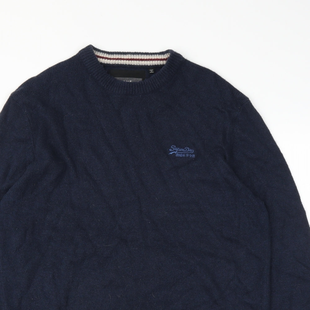 Superdry Mens Blue  Knit Pullover Jumper Size L