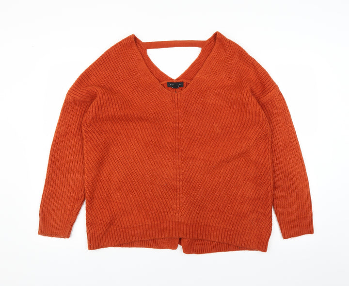 New Look Womens Orange  Knit Pullover Jumper Size M