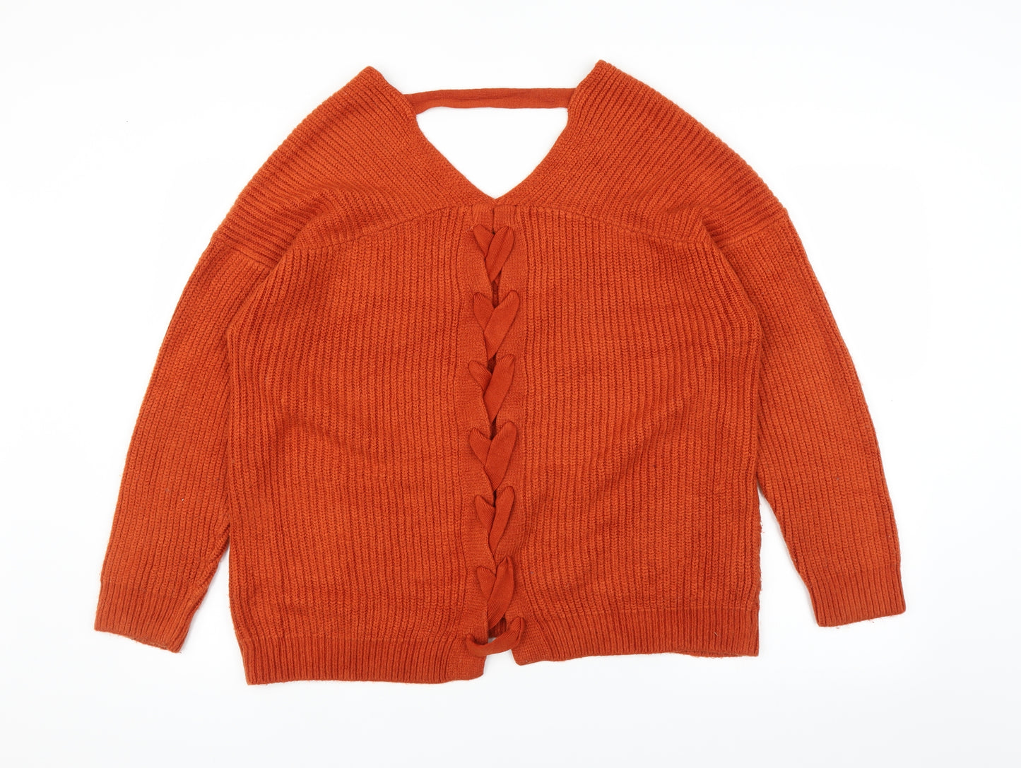New Look Womens Orange  Knit Pullover Jumper Size M