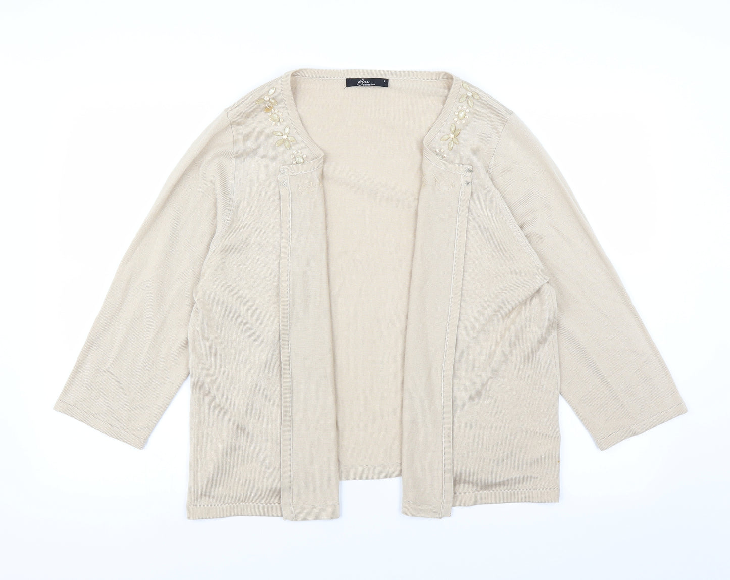 BM Womens White  Knit Cardigan Jumper Size L