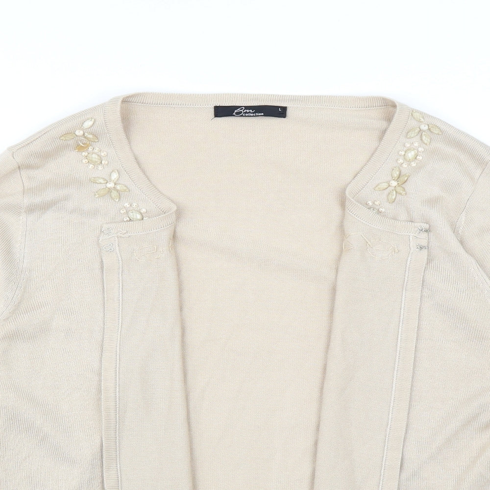 BM Womens White  Knit Cardigan Jumper Size L