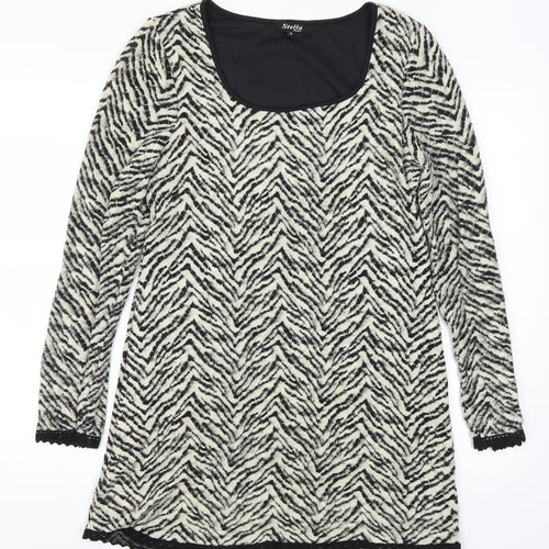 Stella Womens Black Animal Print  A-Line  Size 12