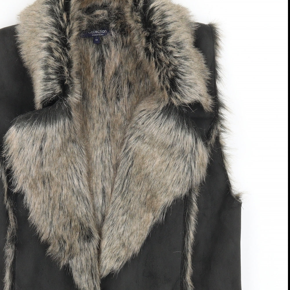 Debenhams Womens Brown   Gilet Waistcoat Size 14