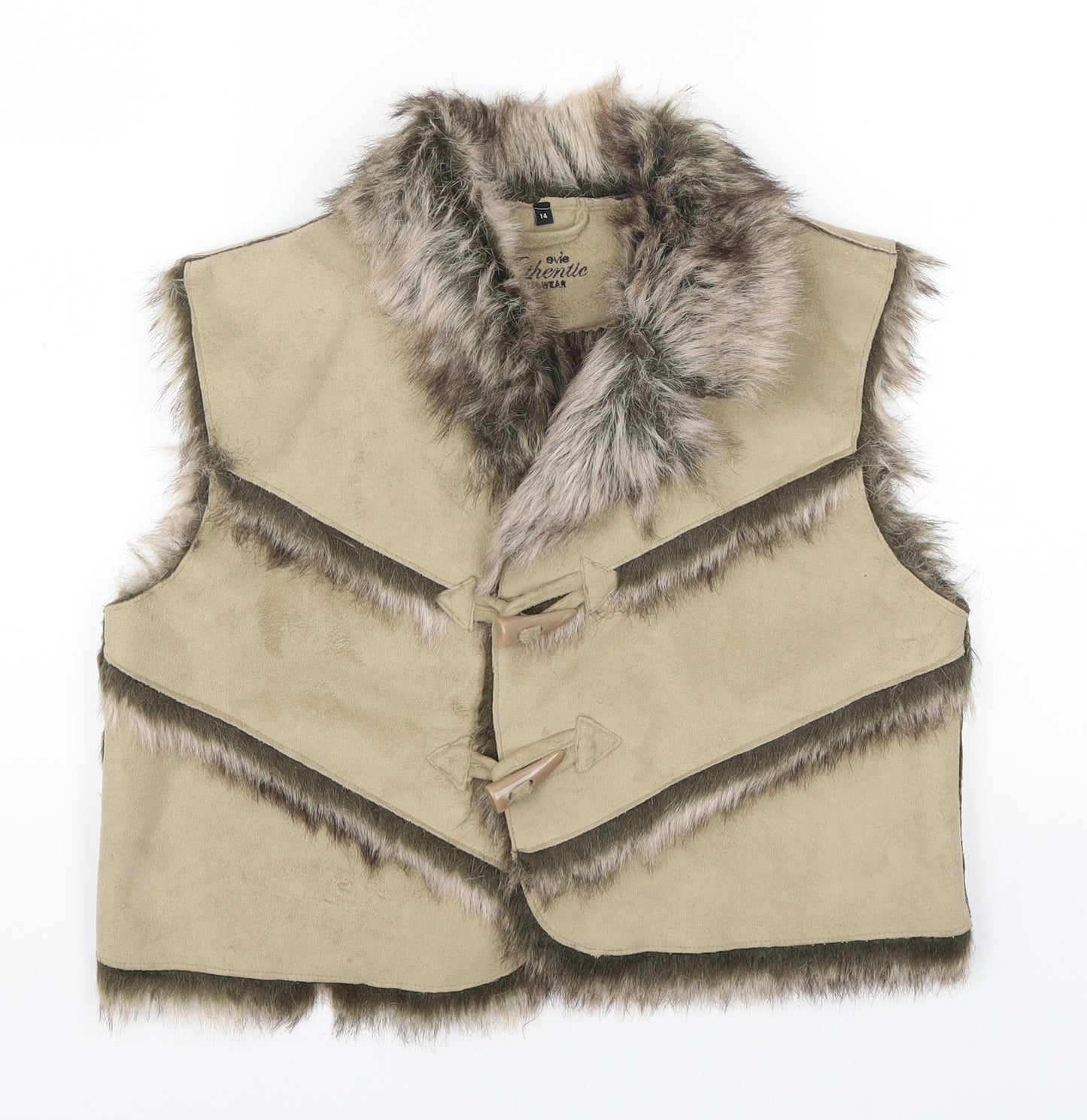 Evie Womens Beige   Gilet Waistcoat Size 14