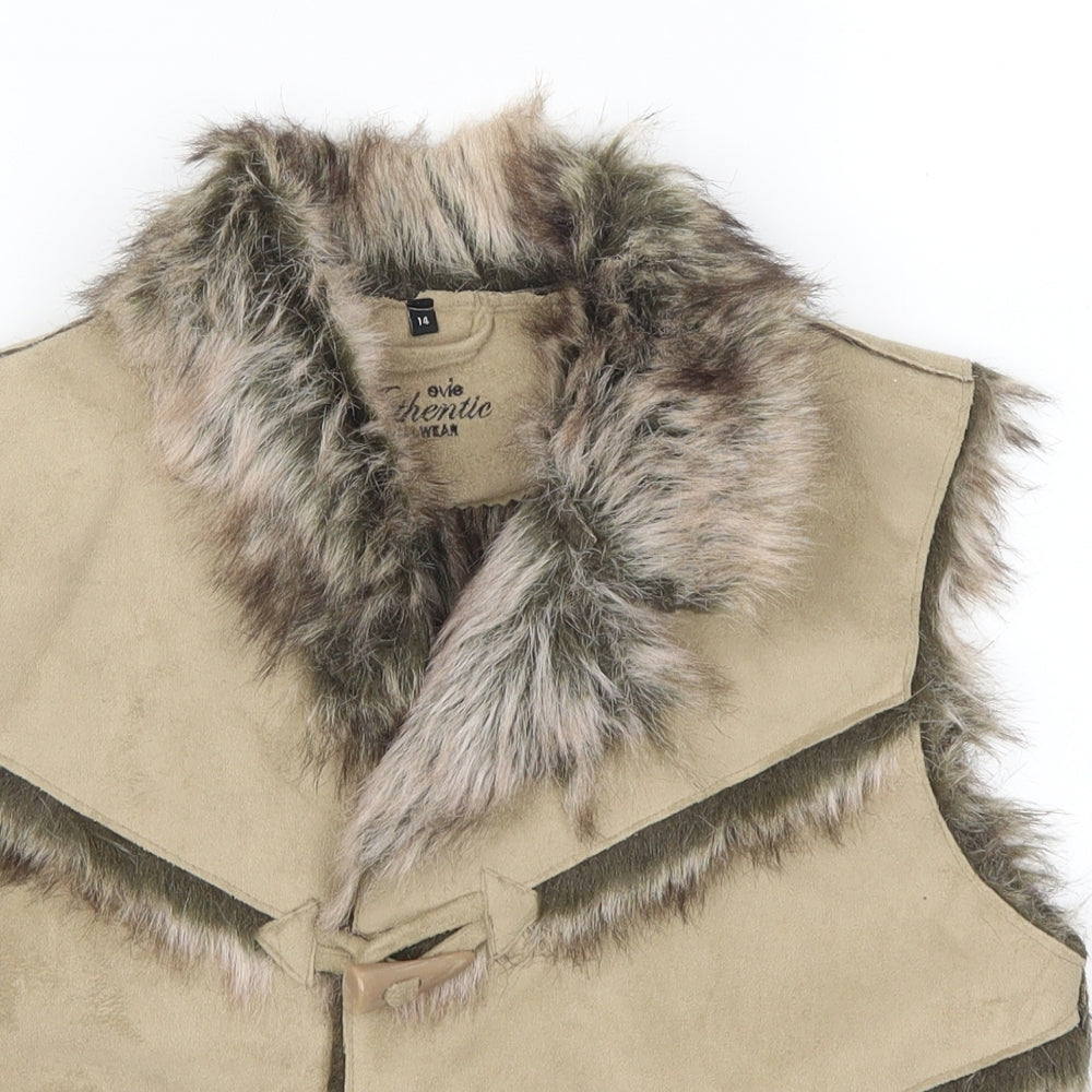 Evie Womens Beige   Gilet Waistcoat Size 14