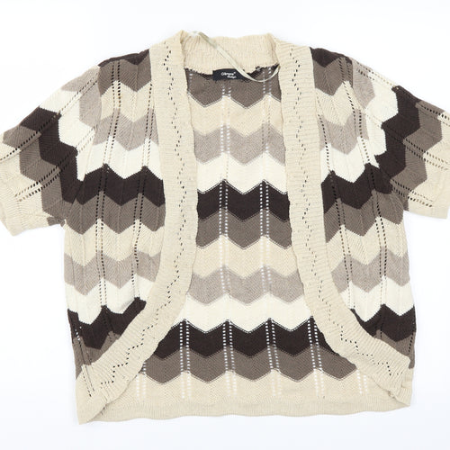 Glimpse Womens Brown Striped  Cardigan Jumper Size L