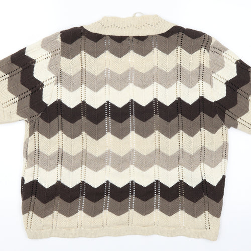 Glimpse Womens Brown Striped  Cardigan Jumper Size L