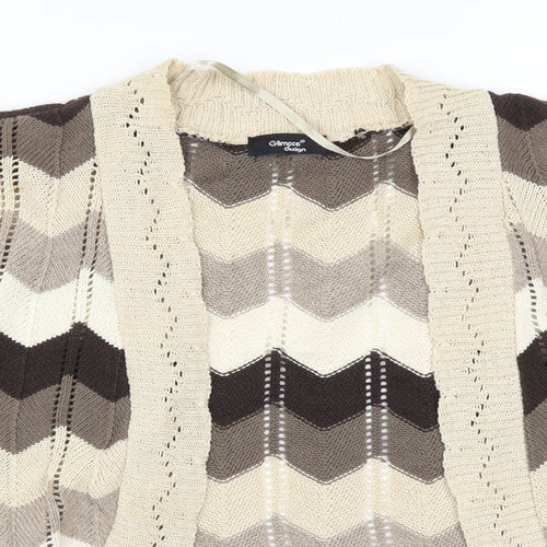 Glimpse Womens Brown Striped  Cardigan Jumper Size L