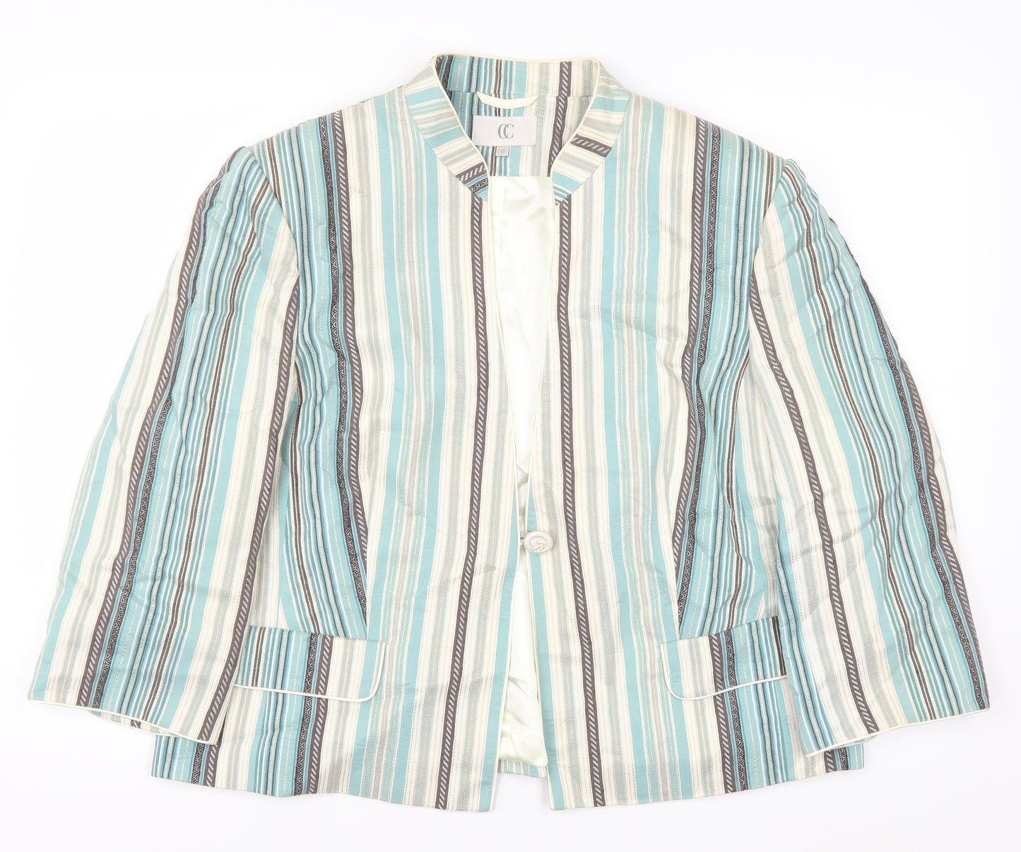 cc Womens Blue Striped  Jacket Blazer Size 18