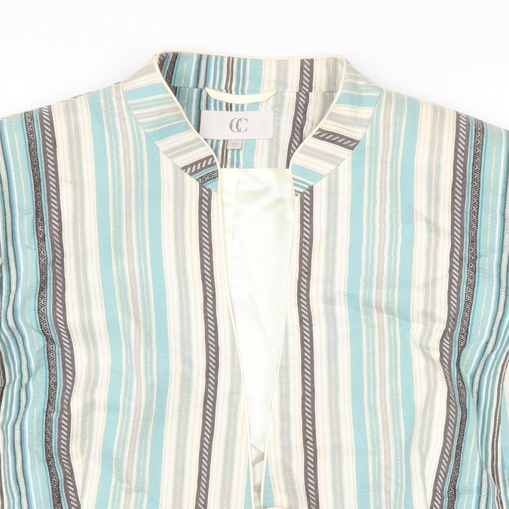 cc Womens Blue Striped  Jacket Blazer Size 18