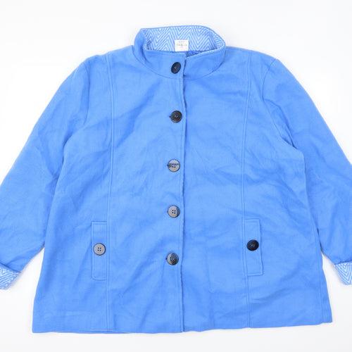 Anne De Lancay Womens Blue   Jacket Coat Size XL