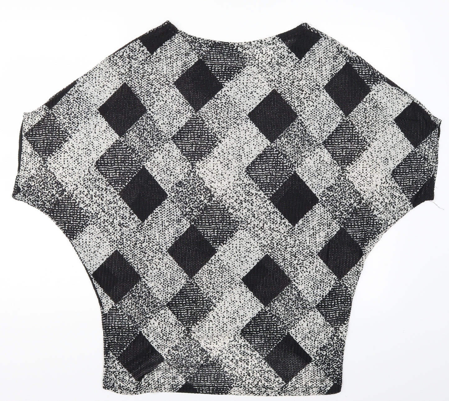 blue vanilla Womens Black Geometric  Basic Blouse Size S