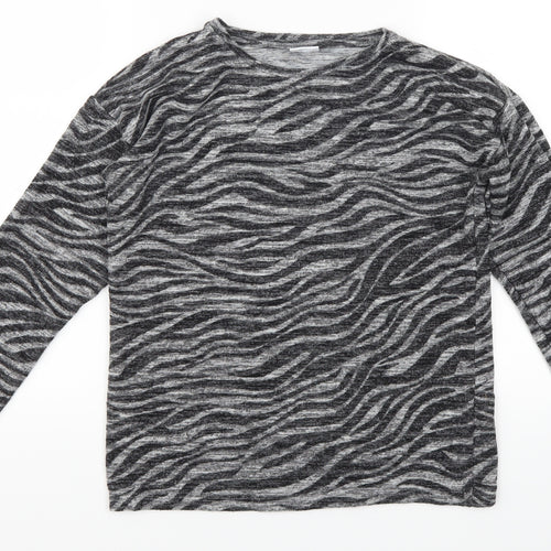 F&F Girls Grey Animal Print  Pullover Jumper Size 11-12 Years