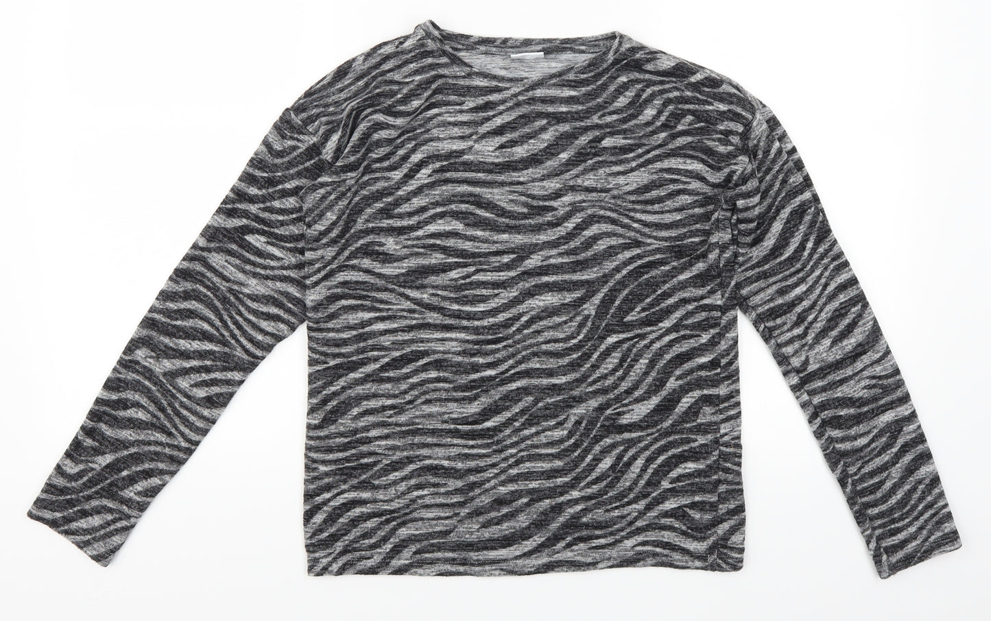 F&F Girls Grey Animal Print  Pullover Jumper Size 11-12 Years