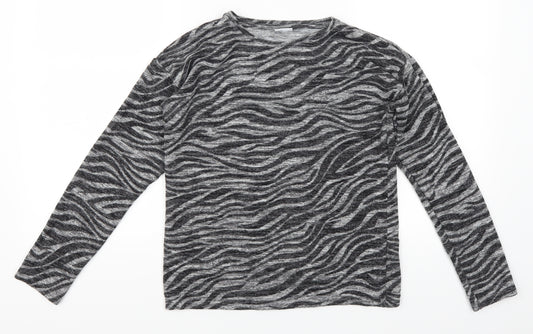F&F Girls Grey Animal Print  Pullover Jumper Size 11-12 Years