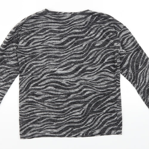 F&F Girls Grey Animal Print  Pullover Jumper Size 11-12 Years