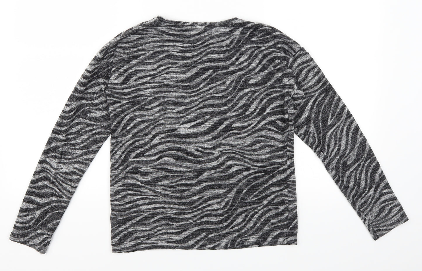 F&F Girls Grey Animal Print  Pullover Jumper Size 11-12 Years