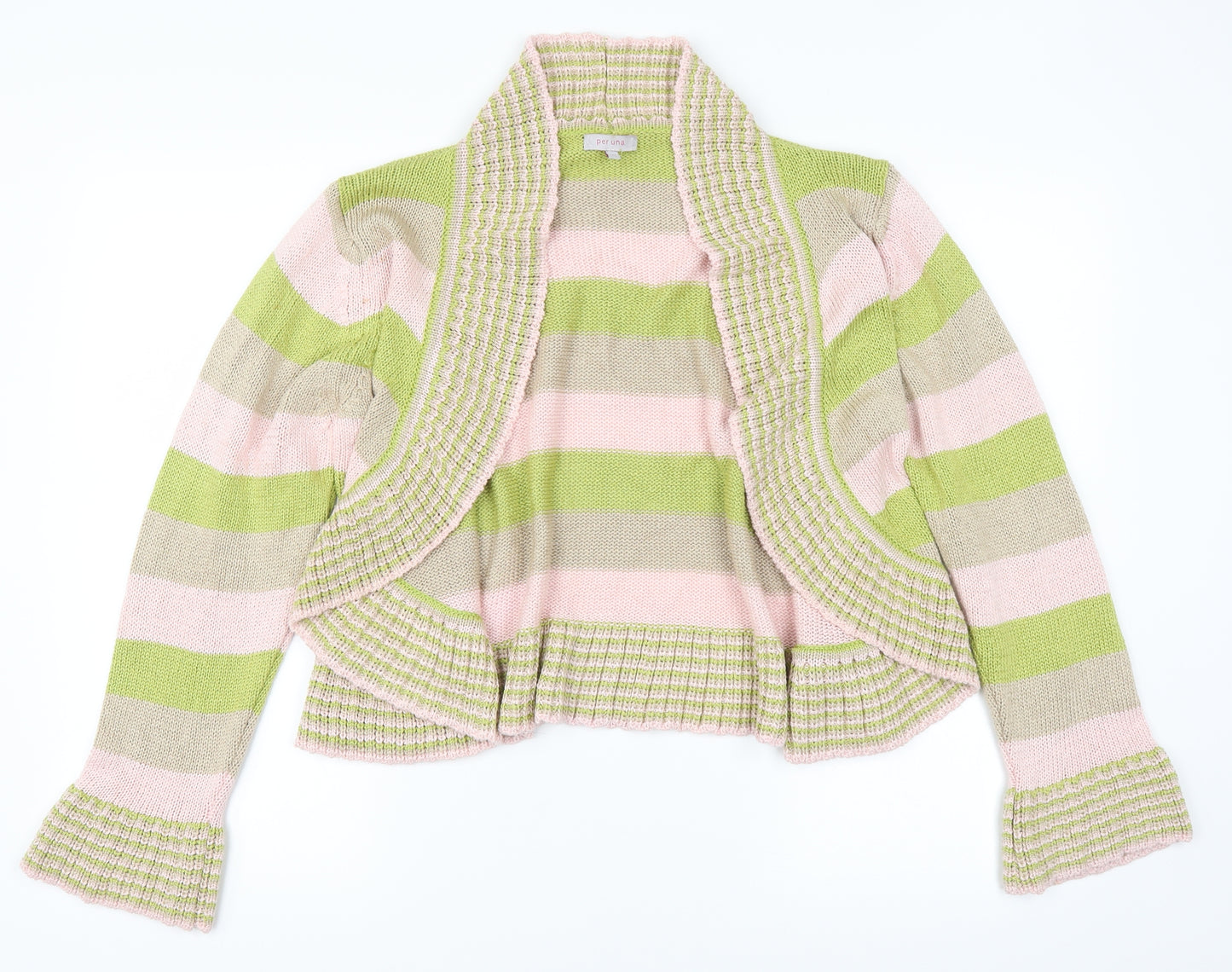 Marks and Spencer Womens Green Striped  Cardigan Jumper Size XL