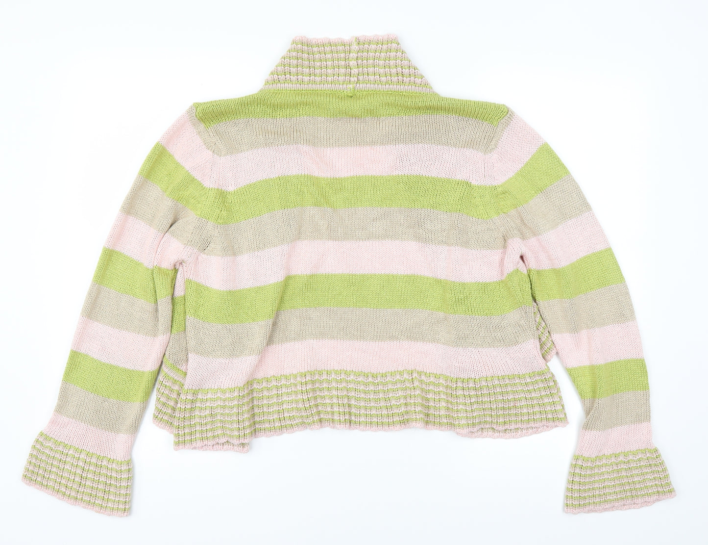 Marks and Spencer Womens Green Striped  Cardigan Jumper Size XL