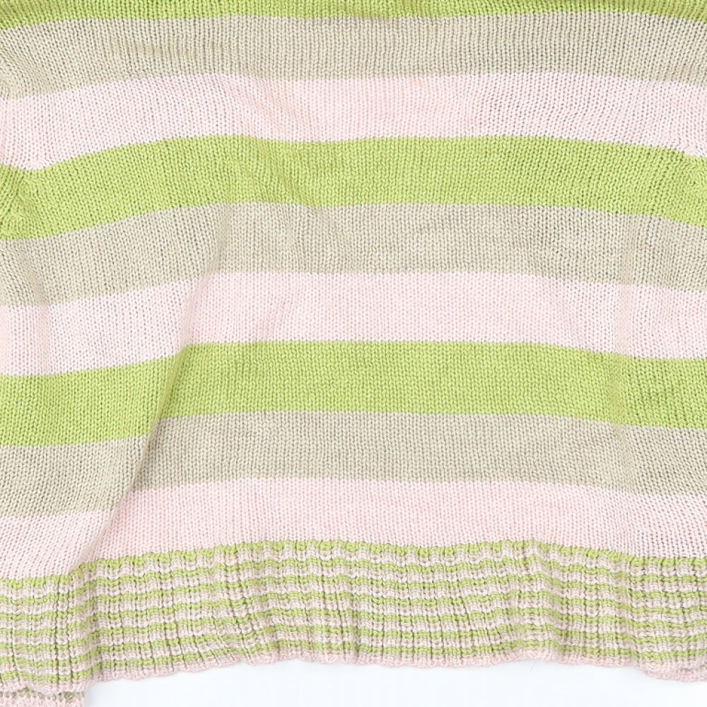 Marks and Spencer Womens Green Striped  Cardigan Jumper Size XL