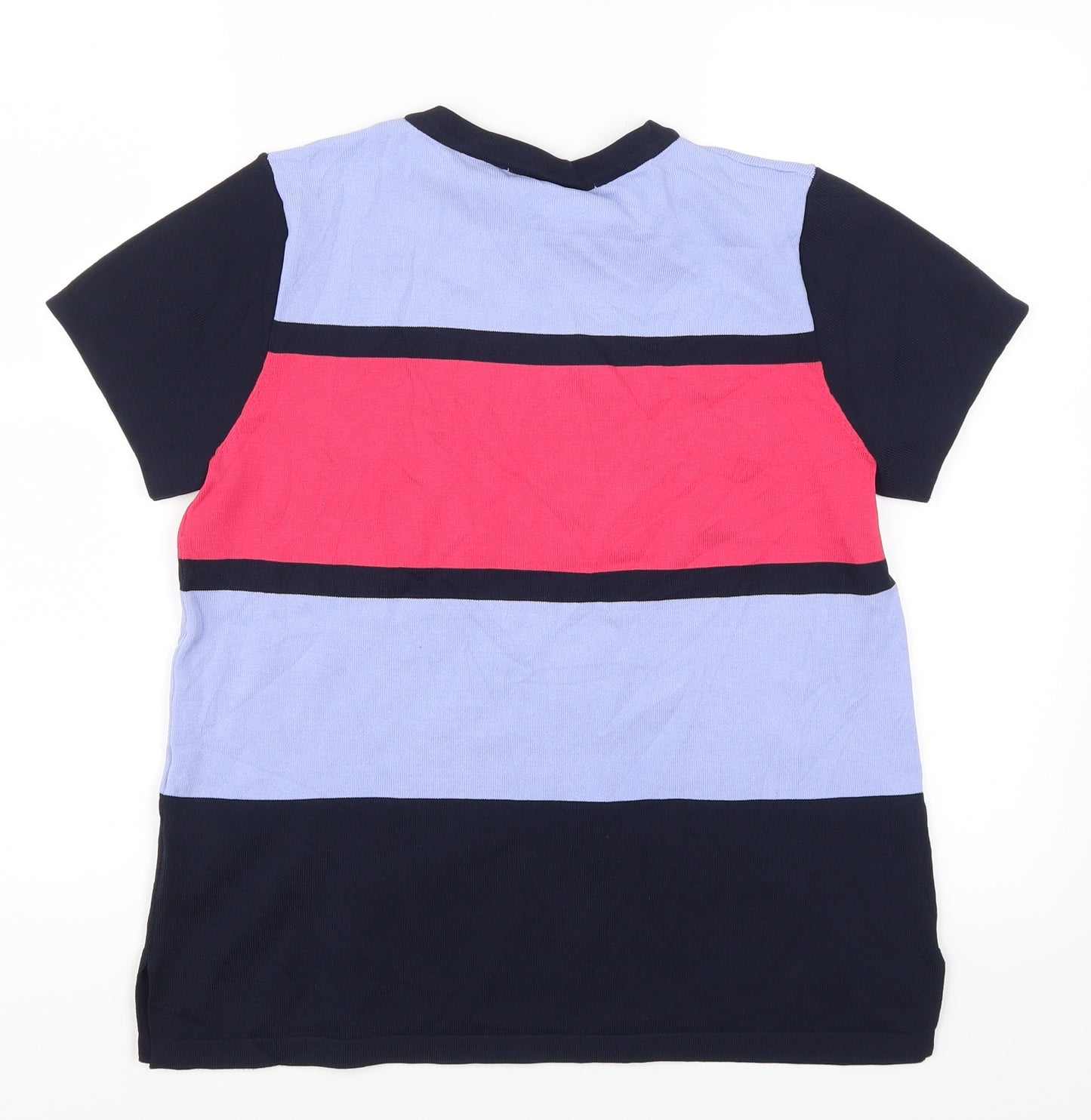 Marks and Spencer Womens Blue Striped  Basic T-Shirt Size 12