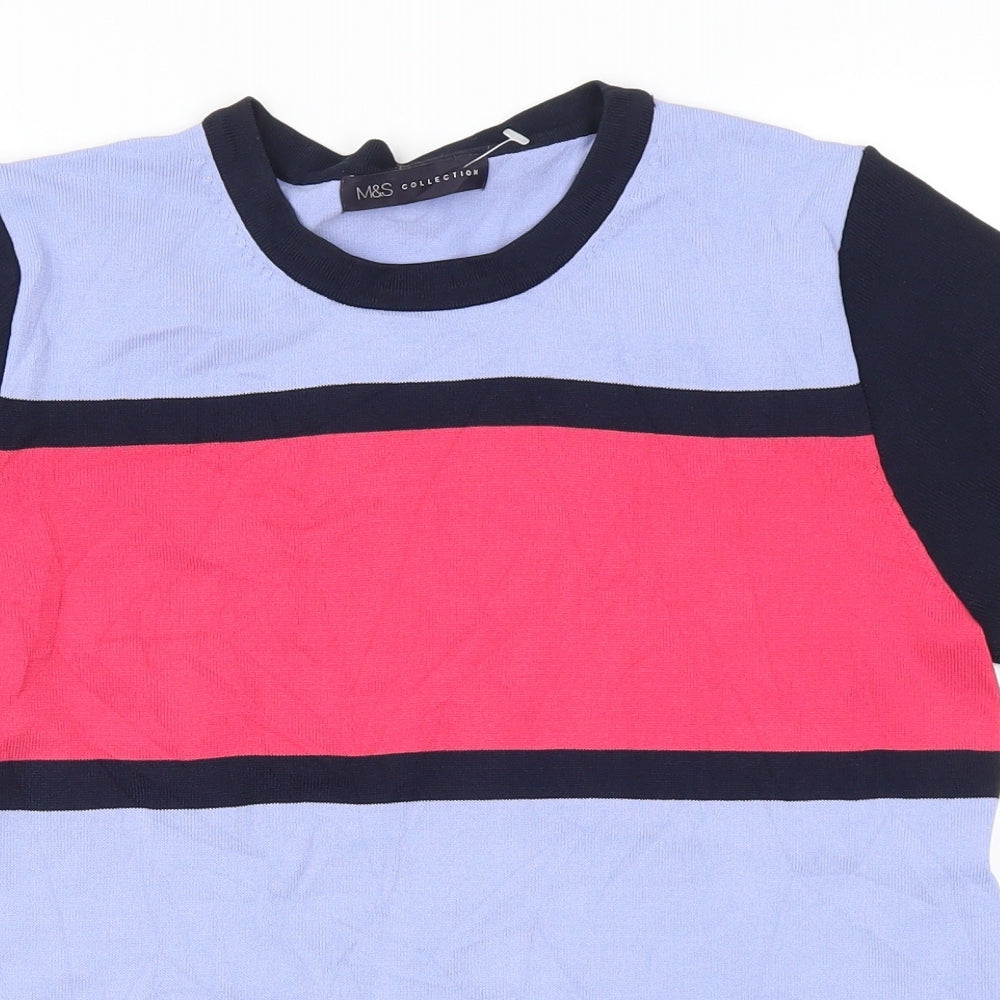 Marks and Spencer Womens Blue Striped  Basic T-Shirt Size 12