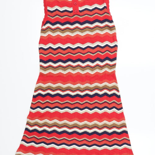 Dorothy Perkins Womens Red Striped  A-Line  Size 8