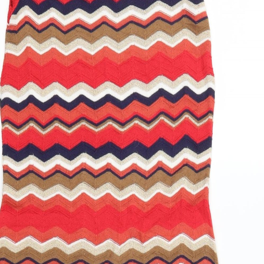 Dorothy Perkins Womens Red Striped  A-Line  Size 8